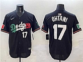 Men's Los Angeles Dodgers #17 Shohei Ohtani Black Mexico Flag Limited Stitched Jersey,baseball caps,new era cap wholesale,wholesale hats